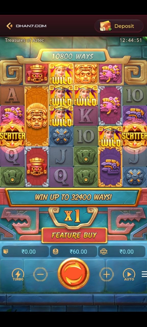 Playing Dhan7 game online on mobile